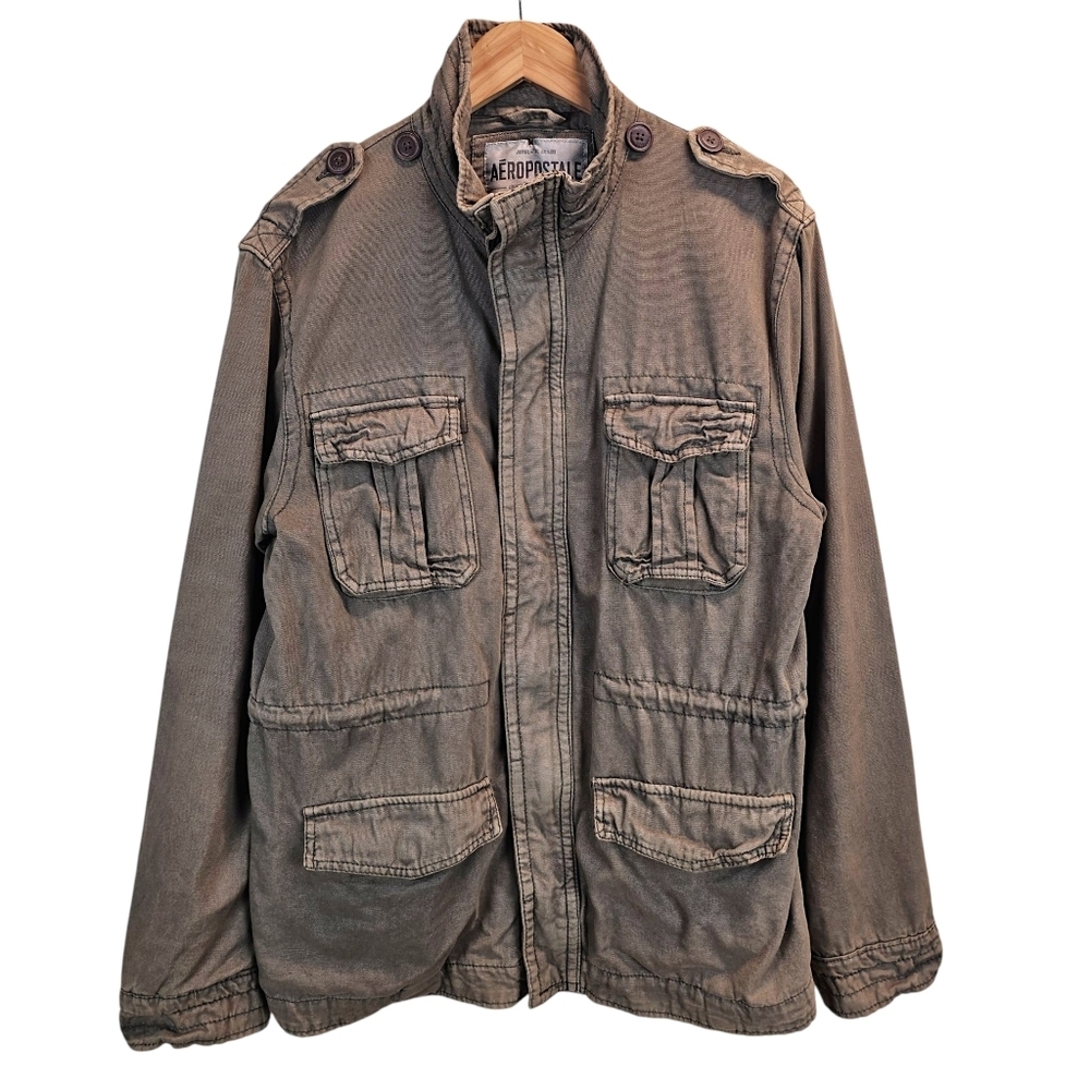 Vintage Aeropostale Utility Field Jacket M Khaki Cotton Military Gorpcore 00s